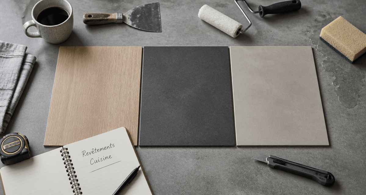 revêtement de plan de travail cuisine stratifié dekton béton ciré