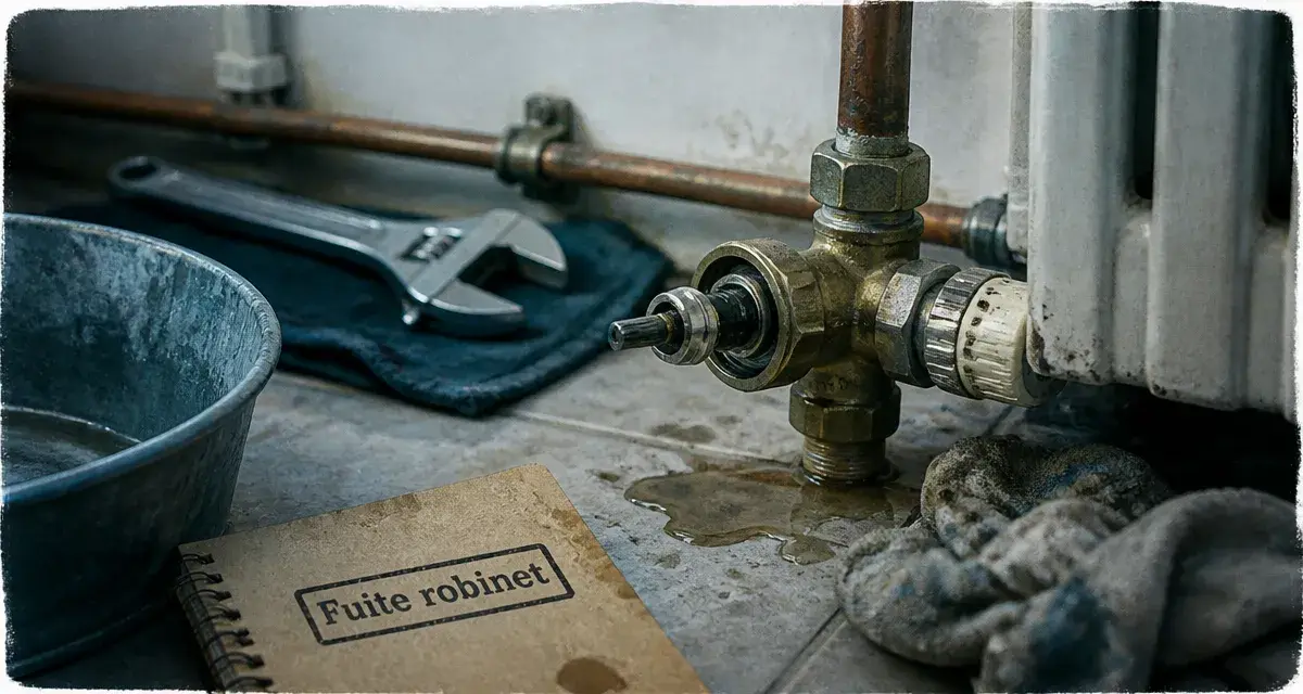 Robinet radiateur fuite : réparation et arrêt de l’eau sur carrelage
