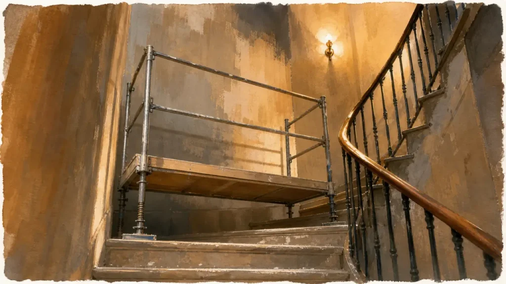 Échafaudage dans un escalier : la méthode simple pour stabiliser les marches