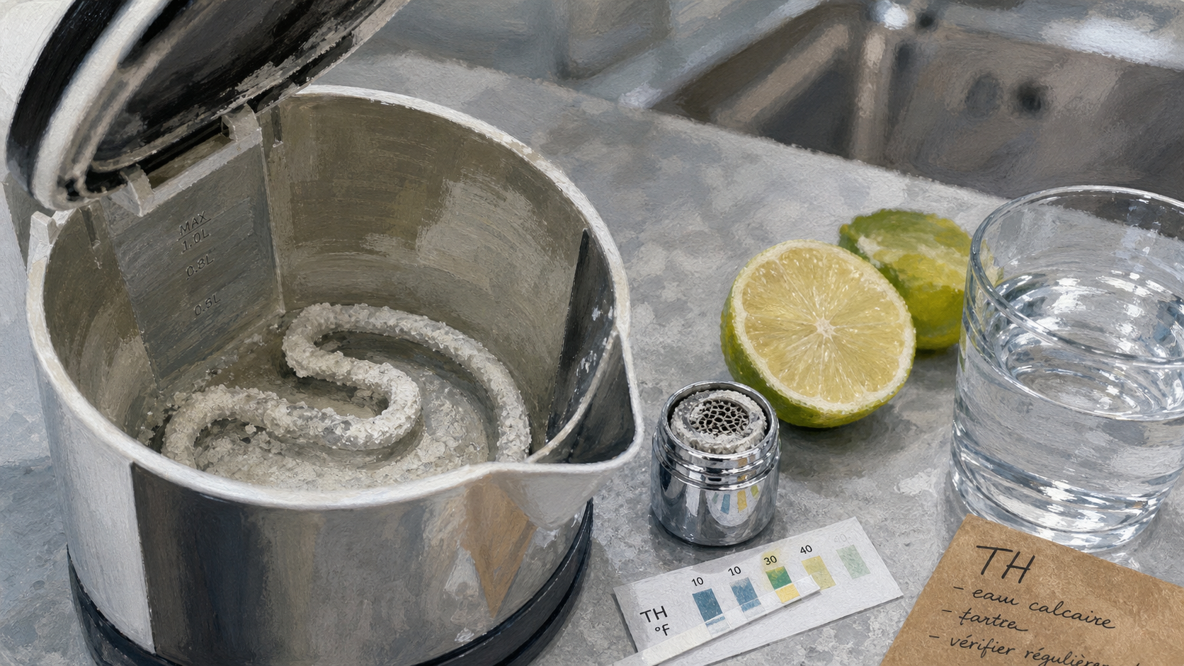 eau calcaire solution : TH et bouilloire entartrée