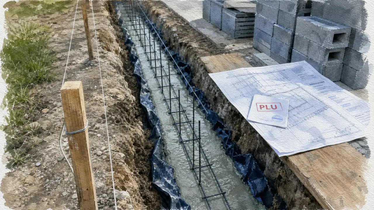 Fondation mur de cloture : semelle filante béton et limites de propriété