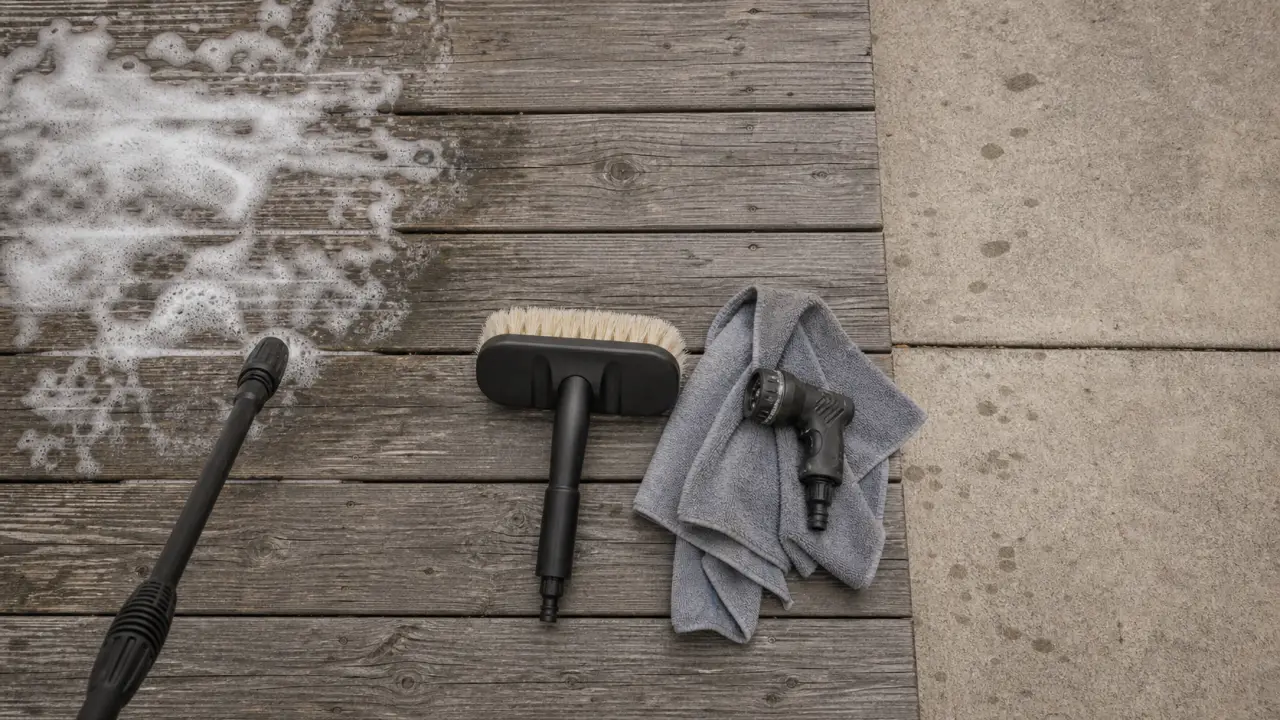 Kärcher pour nettoyer une terrasse : bois et pierre, pression adaptée