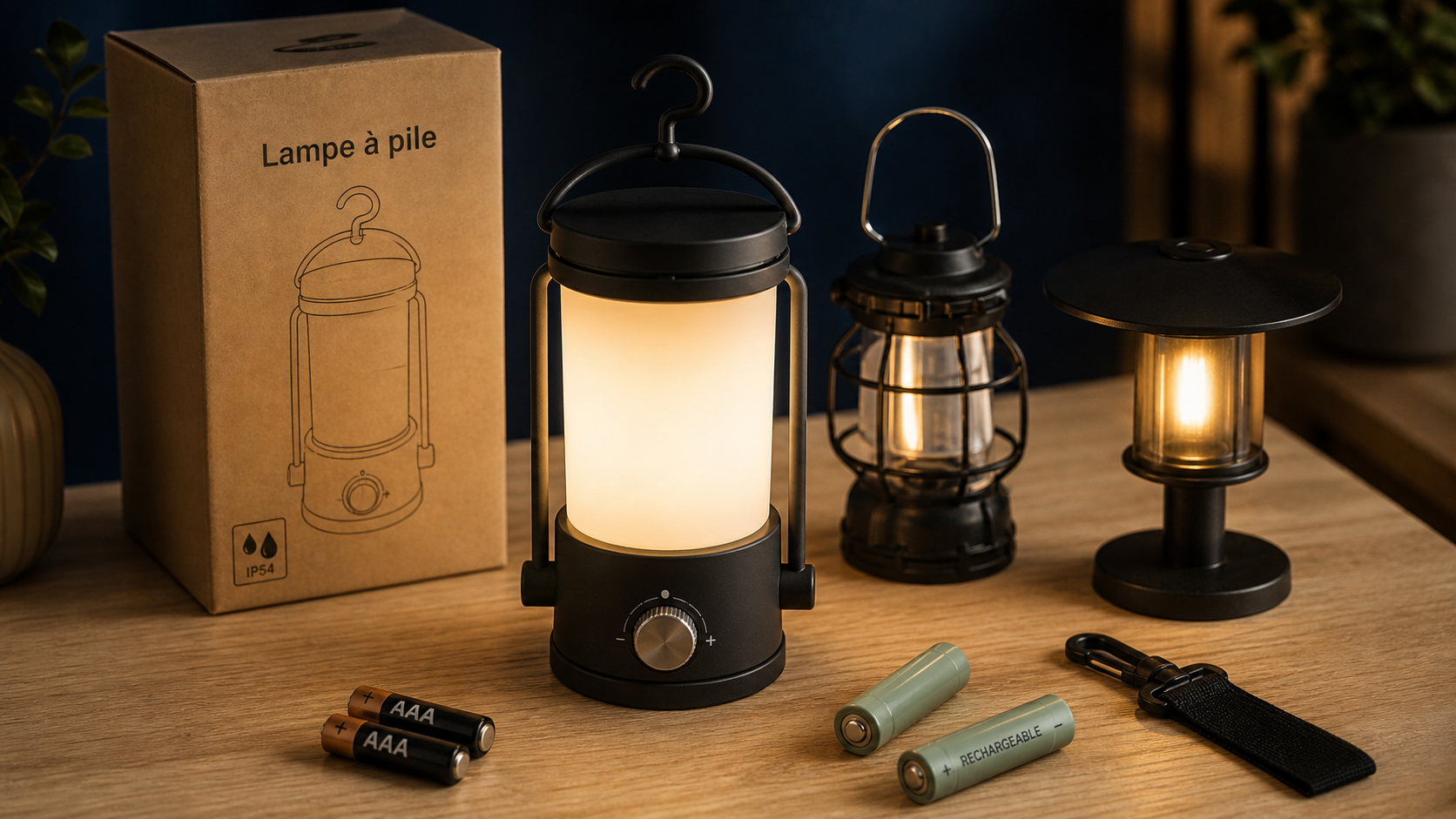Lampe à pile sans fil, autonomie et indice IP