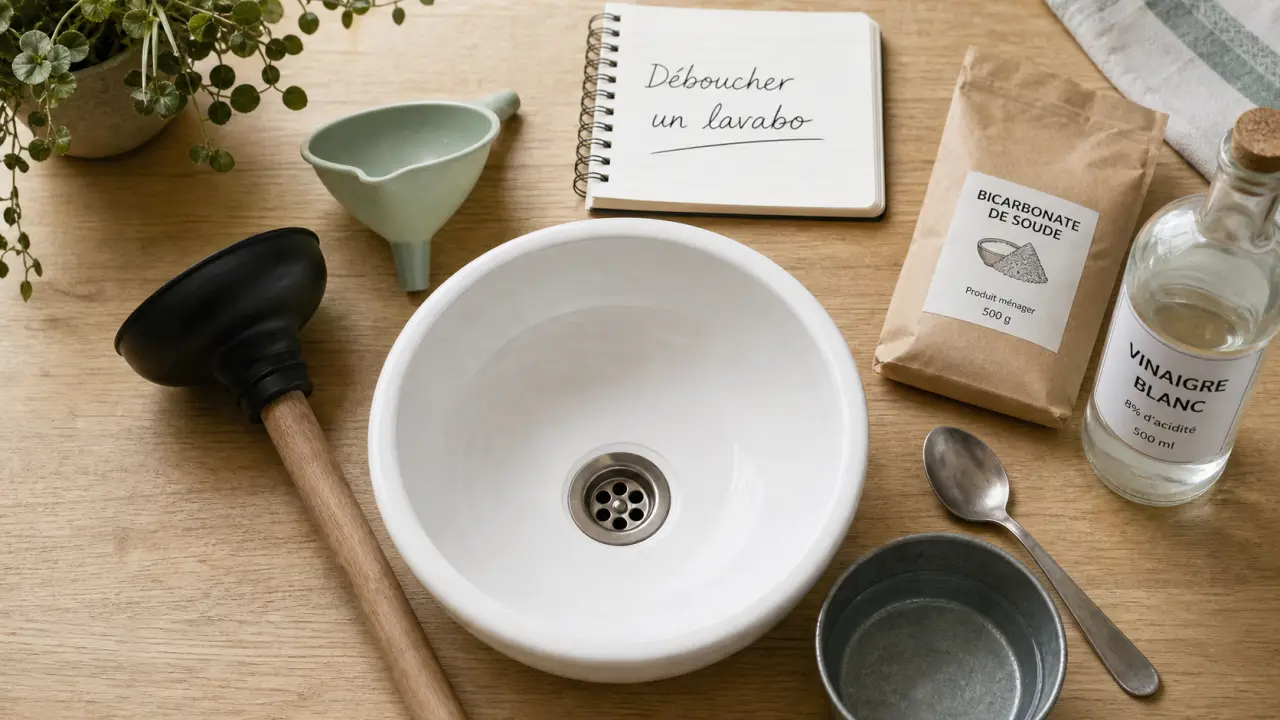 Lavabo bouché que faire : déboucher sans plombier avec ventouse et bicarbonate
