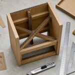 Meuble en carton fabrication, traverses croisées en cours