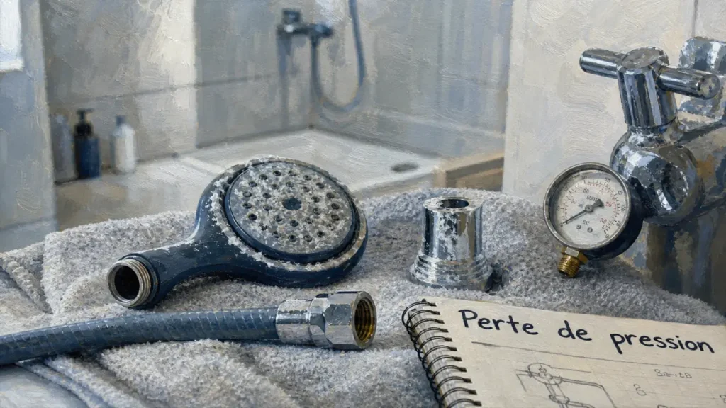 Pas de pression dans la douche : vannes, calcaire et réducteur à vérifier avant d’appeler un plombier