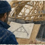 Prix charpente au m² : charpentier et ferme en bois, vue chantier