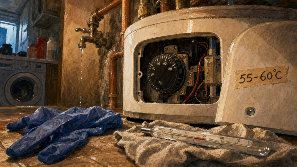 Réglage ballon eau chaude 55 à 60°C, thermostat