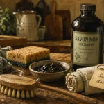 Utilisation du savon noir : dosage 1 bouchon par litre, éponge et savon noir