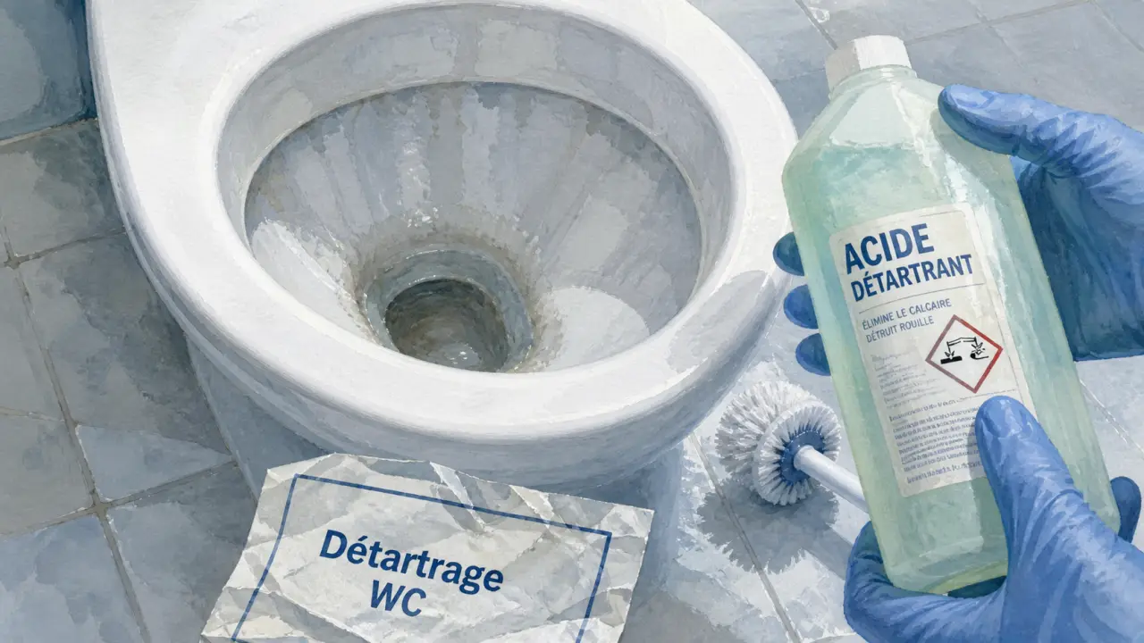 Acide toilette pour détarter les WC, cuvette entartrée
