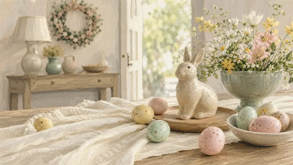 Décoration maison Pâques : une table lumineuse sans surcharger le salon