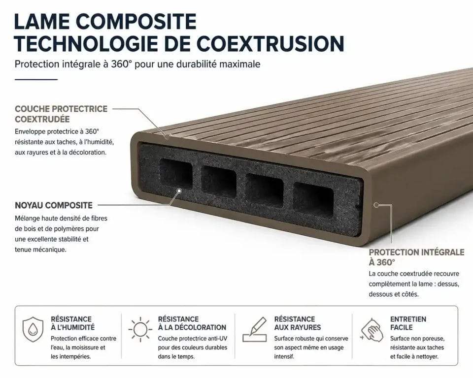 Technologie de coextrusion des lames de terrasse composite