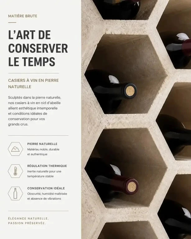 Système de casiers en nid d'abeille pour le rangement de bouteilles dans une cave à vin