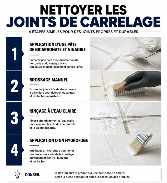 Étapes pour le nettoyage de joint de carrelage efficace