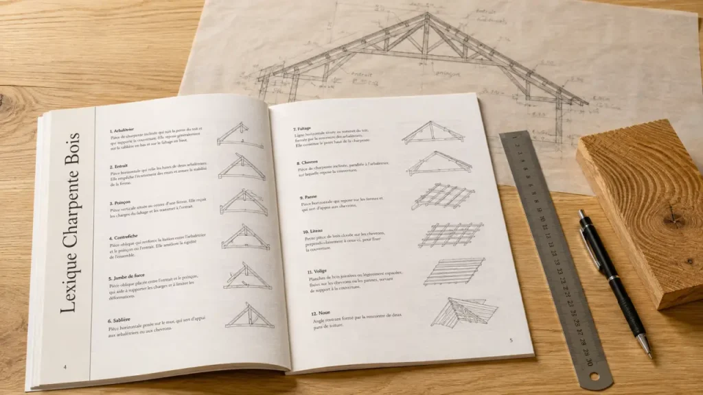 Lexique charpente bois PDF : les termes essentiels pour lire un plan sans confusion