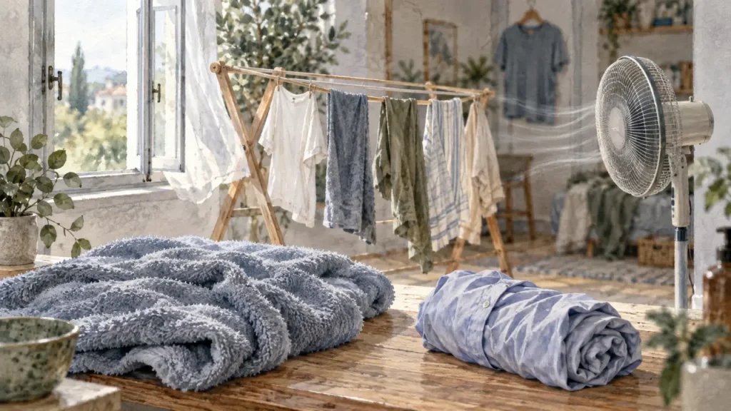 Un vêtement sec en quelques heures sans sèche-linge : les gestes qui font la différence