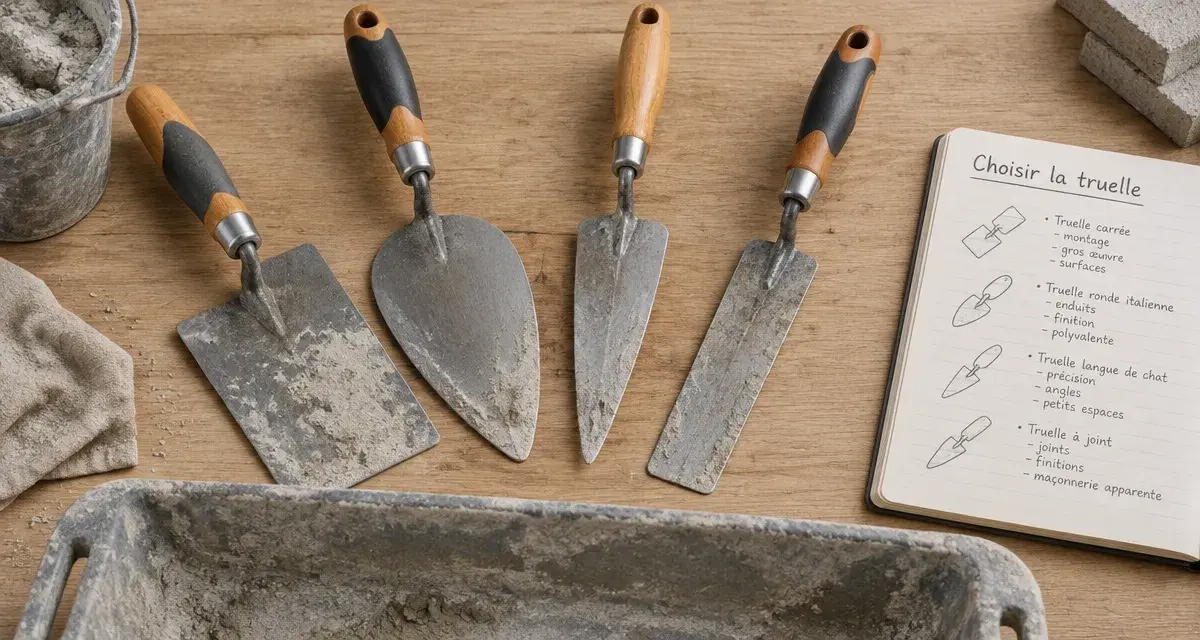 Truelle de macon et lames pour joints précis